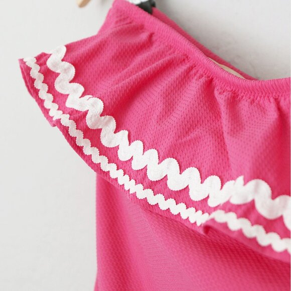NEW J. Crew Barbie Pink Ruffled One Shoulder One Piece Swimsuit Size 14 $149 NWT - Picture 14 of 16